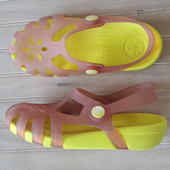 CROCS Other - CROCS  Shirley Girls Yellow Pink Sandals Slides Children's size: C13